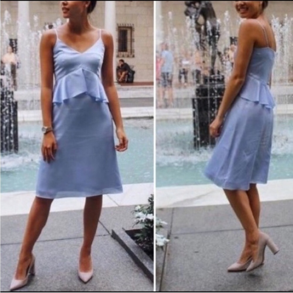 Banana Republic Peplum dress stain Silky blue